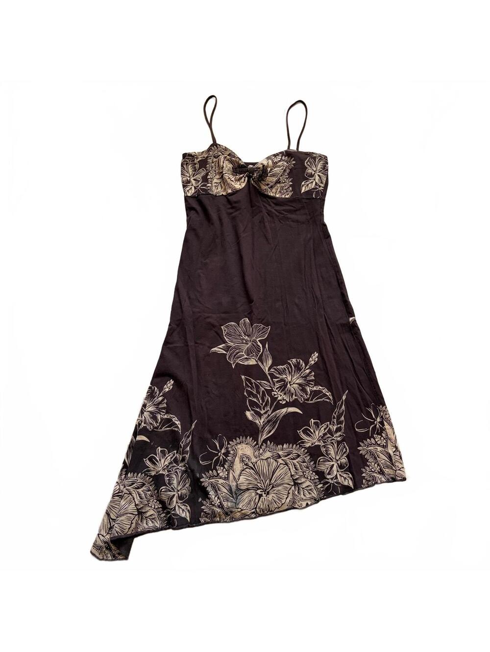 Vintage Roxy Paradise Floral Asymmetrical Midi Dress Hawaiian Women's Large